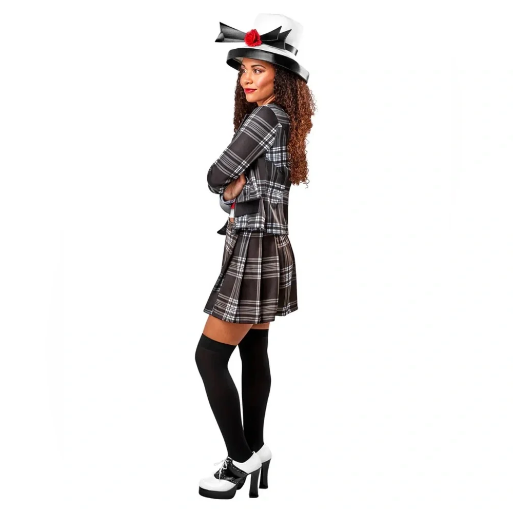 Clueless Womens Dionne Plaid Black and White Women's 4pc Costume Hat Size small